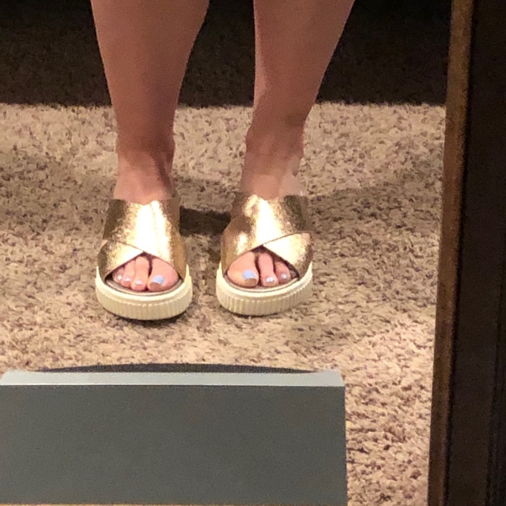 Rose Gold Slide Sandals - Picture 2 of 3